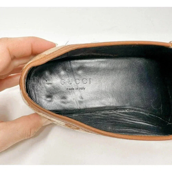 GUCCI Jordaan Tan GG Canvas Horsebit Loafer Size 38 EU SIZE US 8 - Picture 7 of 11